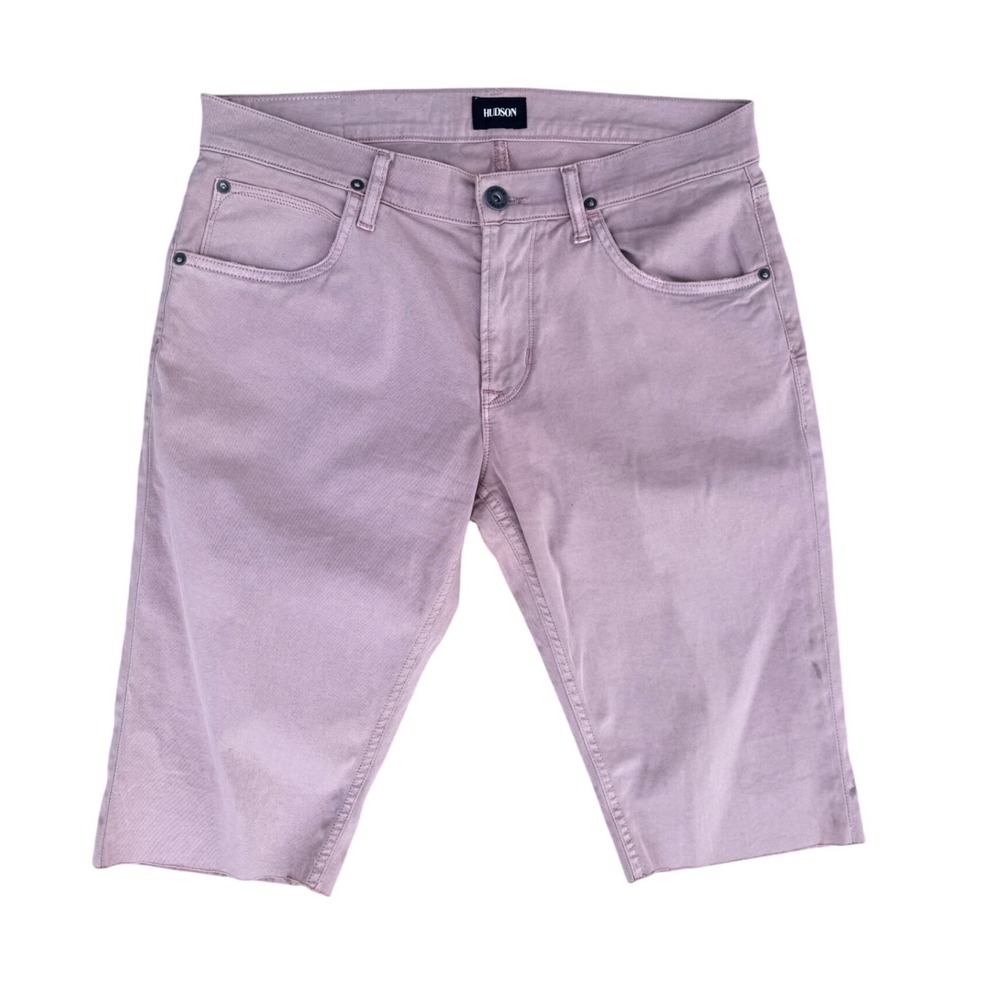 Hudson Mens Cut Off Denim Shorts Size 32 Mauve Pink Raw Hem Stretch